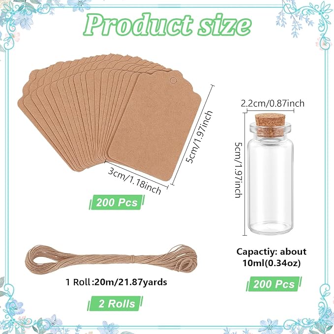 200 Pcs 10ml Glass Bottles