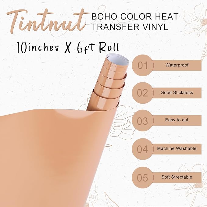 Tintnut Coke Toast Heat Transfer Vinyl, 10inx6ft Iron on Vinyl | Neutral boho