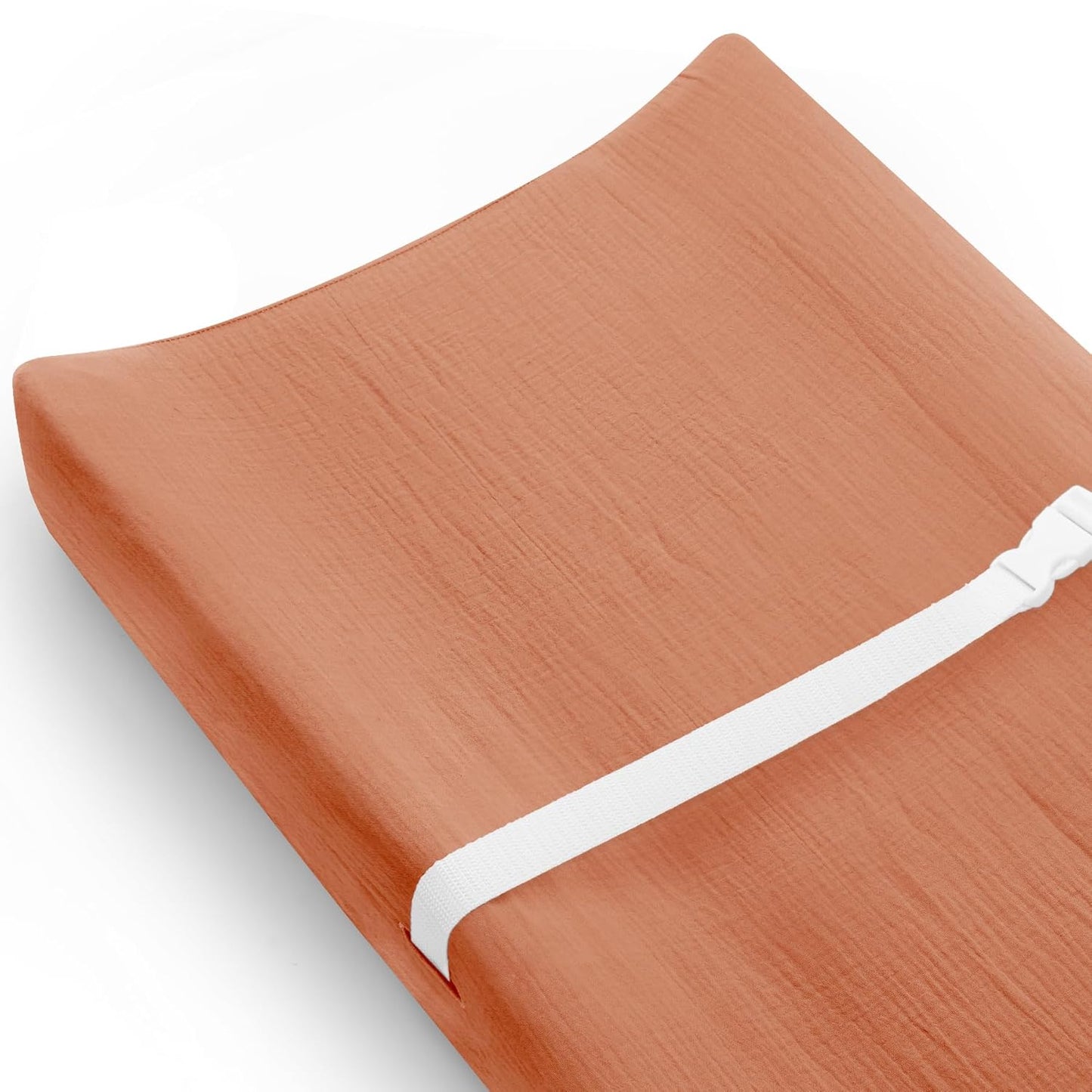 Changing Pad Cover for Baby Girls Boys, Muslin Changing Table Pad Covers with Boho Style, Neutral Color Soft and Breathable (Brick)