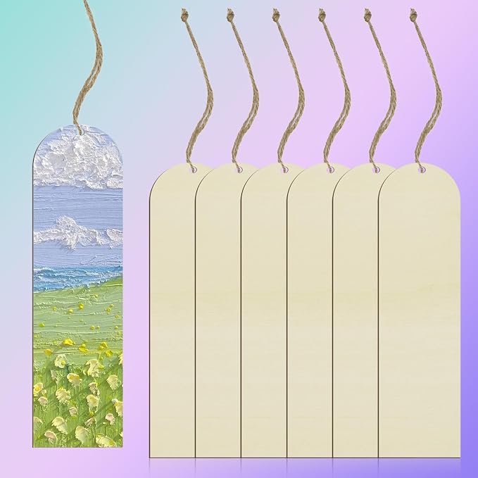 100 PCS Unfinished Wood Bookmark, Arch Wooden Bookmark DIY Bookmarks Tag Label