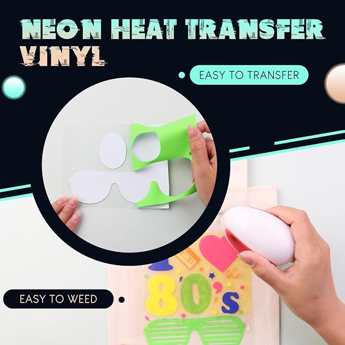 HTVSTD Neon HTV Heat Transfer Vinyl 10 Sheets 12×10in Iron on Vinyl | Neon