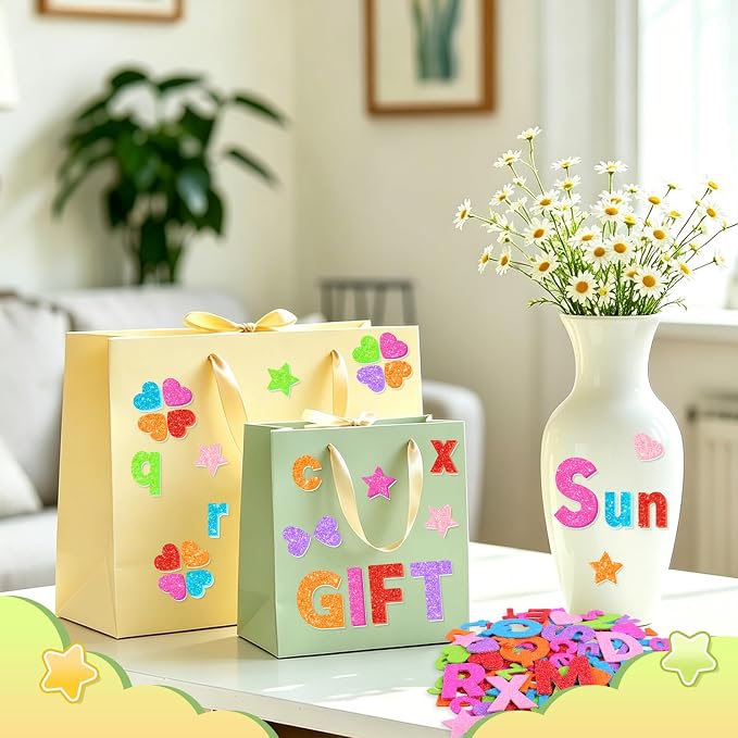 Glitter Foam Letter Stickers 469 Pcs Self-Adhesive Uppercase & Lowercase ABC