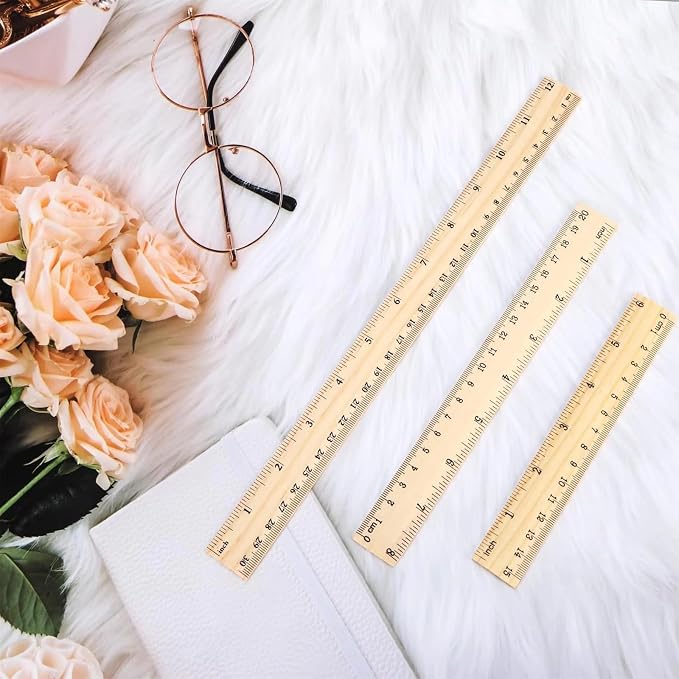 3 Pack Wooden Ruler Wood Ruler Measuring Tool | Wood Ruler