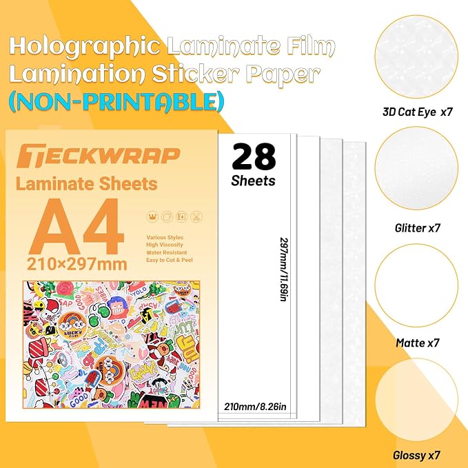 TECKWRAP Laminating Sheets Clear Vinyl Laminate Sheets Sticker Paper