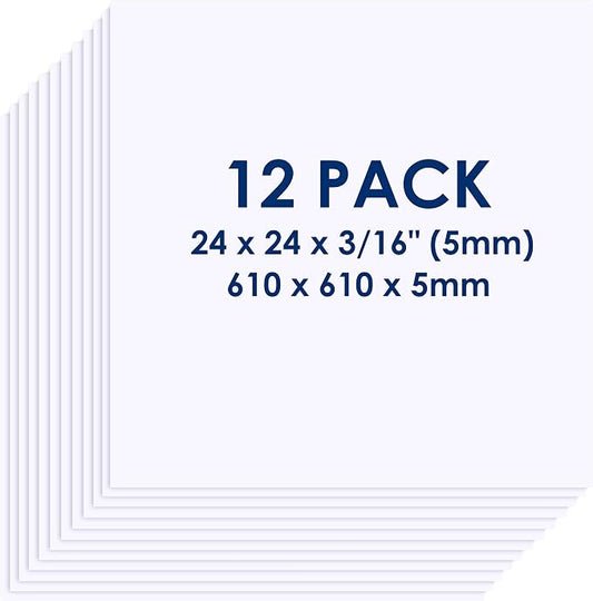 Foam Board 24 x 24 x 3/16", Foam Core Board Sheets, Acid Free Foamboard