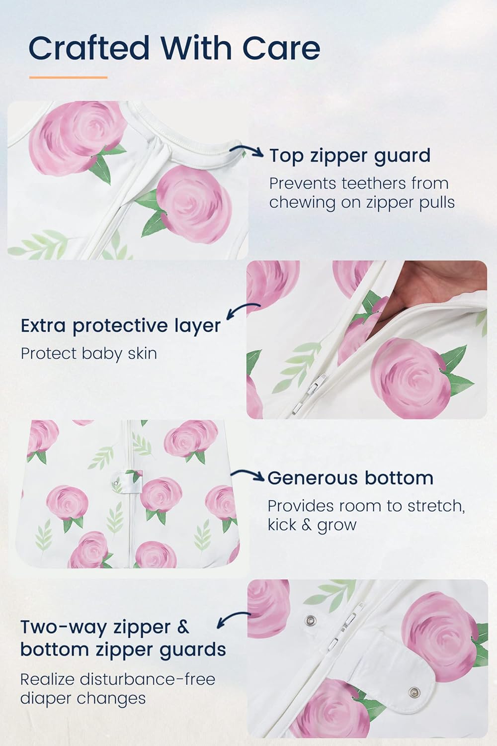TotAha Light Sleep Sack, Stretchy, Soft, Cozy Wearable Blanket Sleep Bag with 2-Way Safe Zippers for 0-6-12-24 Months 0.5 TOG