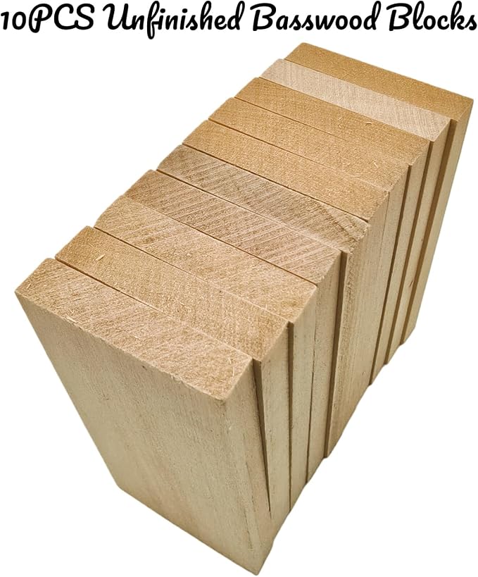 10PCS Unfinished Basswood Blocks