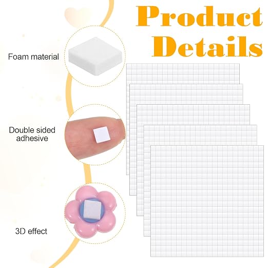 cobee 5 Sheets 2000 Pcs Foam Squares Double Sided Foam Tape, Foams Adhesive
