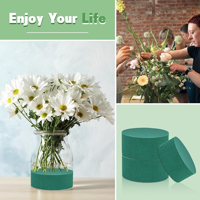 SupKing 8 Pcs Floral Foam Blocks 3.15" Round Green Wet Dry Flower Foam Florist