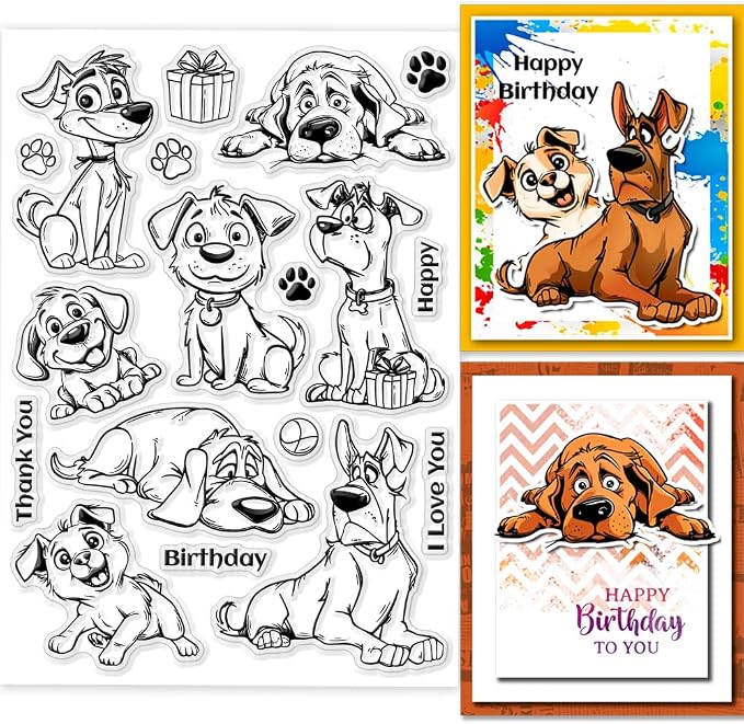 GLOBLELAND Cartoon Dog Clear Stamps