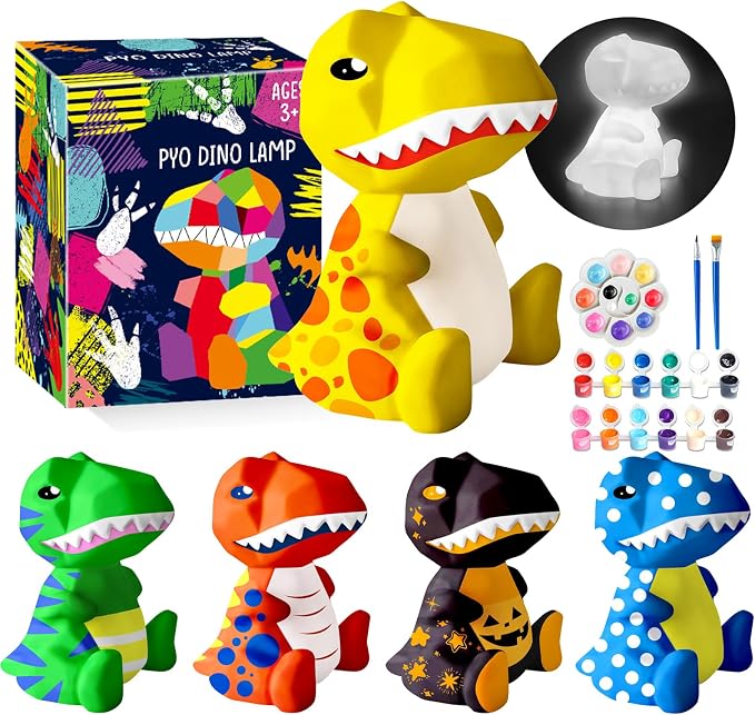 Goody King Paint Your Own Dinosaur Lamp Kit, DIY Night Light, Arts & Crafts