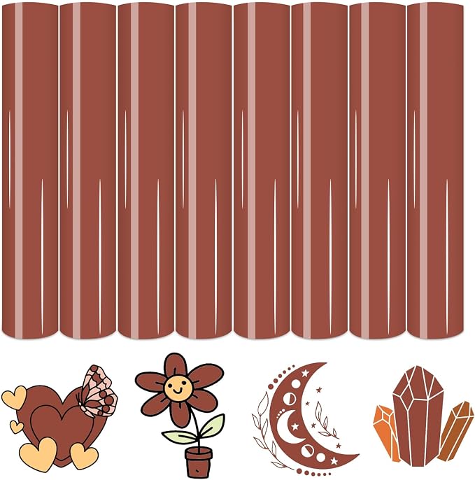 HTVSTD Maroon Brown Boho HTV Heat Transfer Vinyl 8pcs 12×10in | Vivid Color