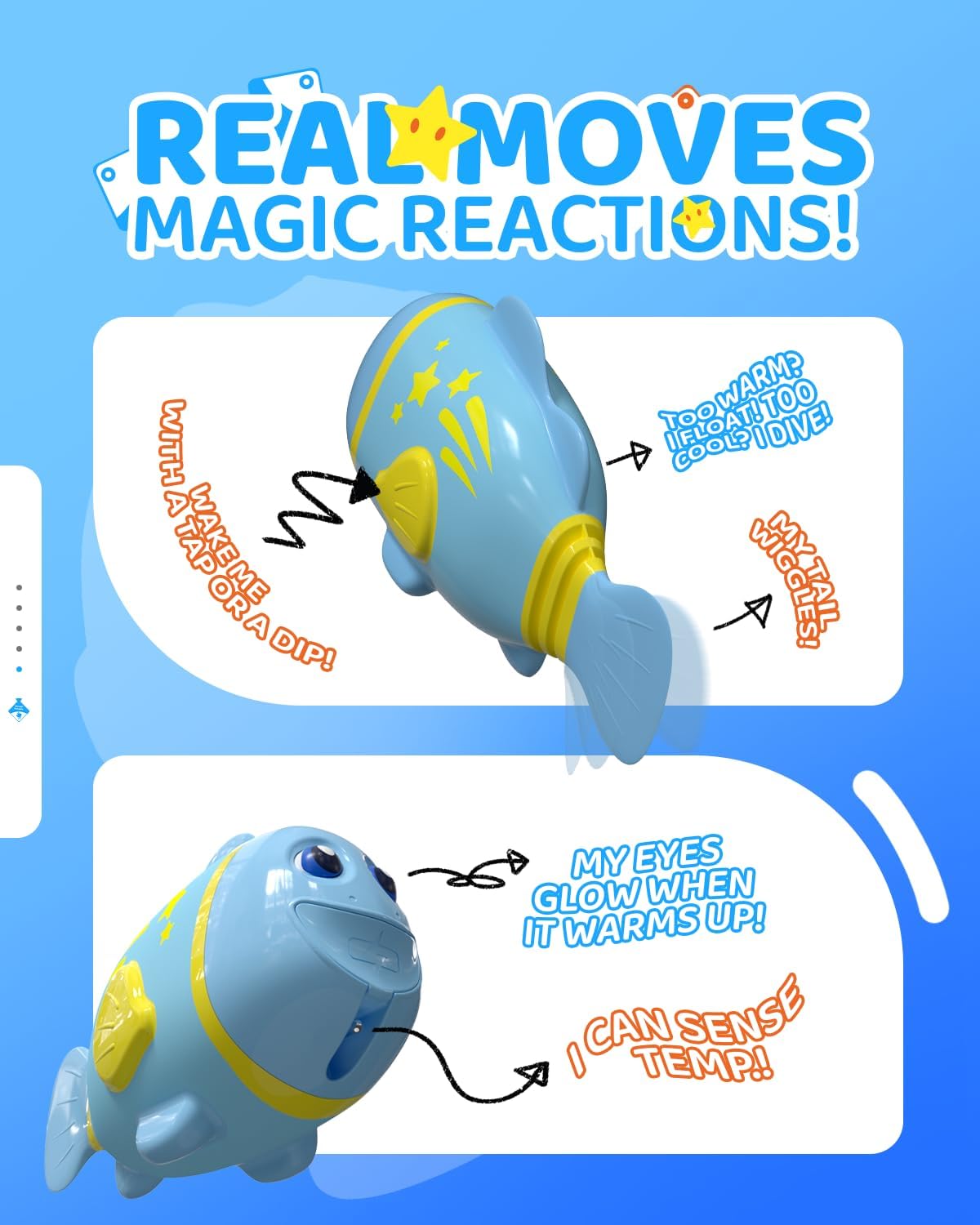Rechargeable Swimming Fish Toy, Light up Bath Toys with Temp-Color Eyes for Baby Bath, Alive Pool Diving Toys for Kids Ages 4-8, Toddler Bathtub, Water Table