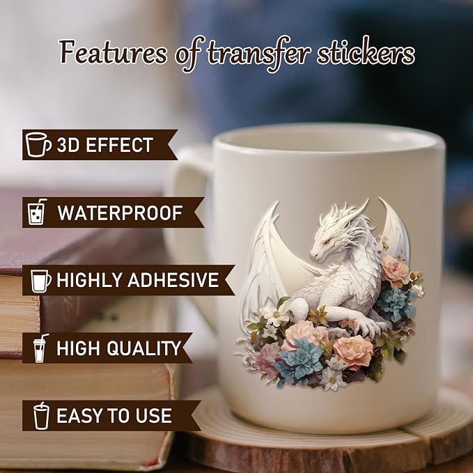 Rngmsi 20 Sheets Dragon UV DTF Cup Wrap, Fantasy Cold UV DTF Stickers | Magic