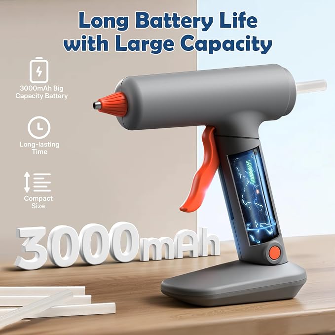 Cordless Hot Glue Gun and 40 Sticks, Fast Preheating