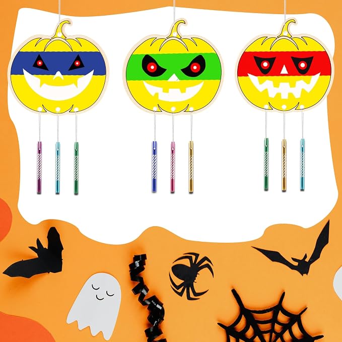 Wooden Pumkins Wind Chime Ornaments Painting Craft, 6 Style Cutouts