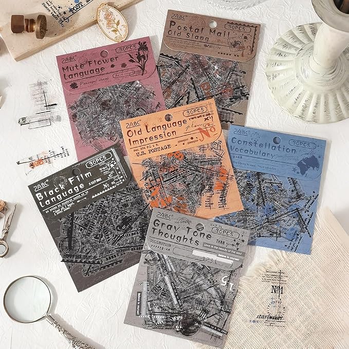 180PCS Vintage Transparent Border Landscape Scrapbooking Stickers