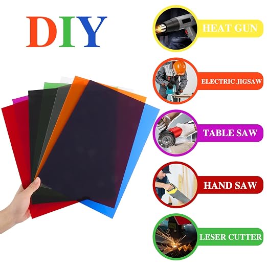 8 Pack Colored Acrylic Sheets 8 x 12 Inch, 1/8 Inch Thick, 8 Colors |