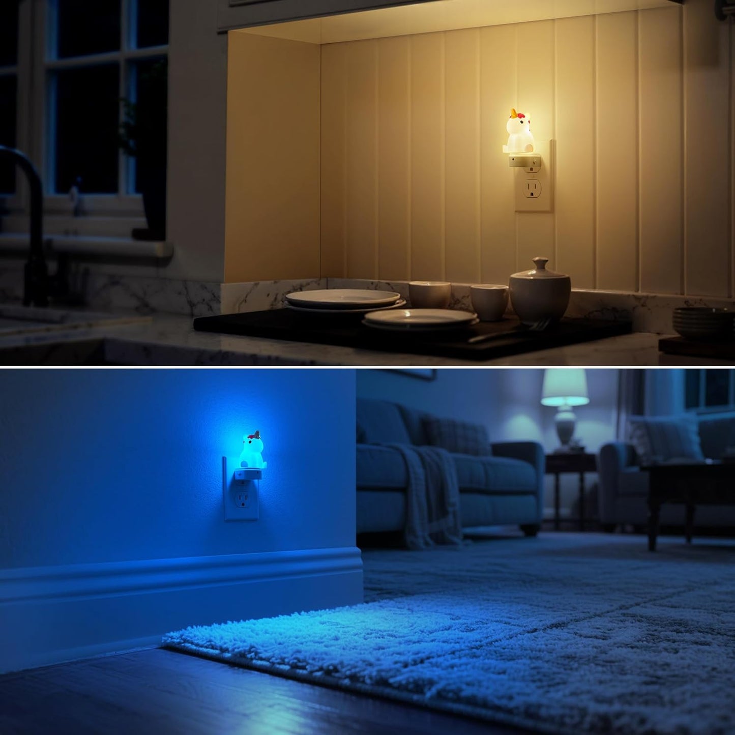 DORESshop LED Night Light for Kids, 3D Cute Unicorn Night Lights Plug into Wall with Dusk to Dawn Sensor, RGB+Soft White 3000K Night Light, Christmas Birthday Gift Nightlight for Kids, Room Decor