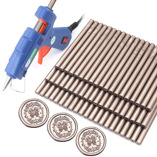 60pcs Wax Seal Sticks with Glue Gun Kits, Champagne Gold Sealing Wax Sticks