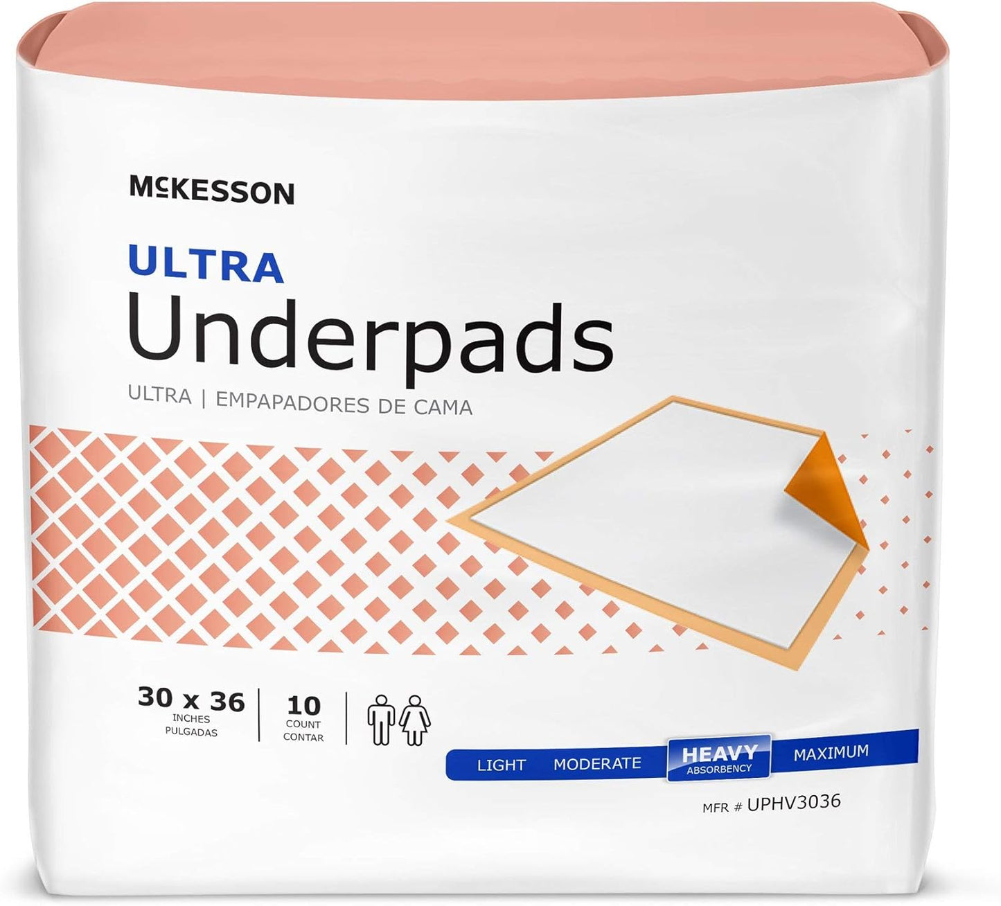 McKesson Underpads Disposable Bed Pads 30" x 36" [50 Count], Heavy Absorbency, Ultra Incontinence Chux Pads for Adults, Elderly, and Baby, Pee Pads