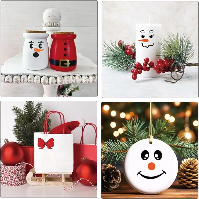 41 PCS Snowman Face Stickers for Crafts Christmas Vinyl Snowman Face Decals for