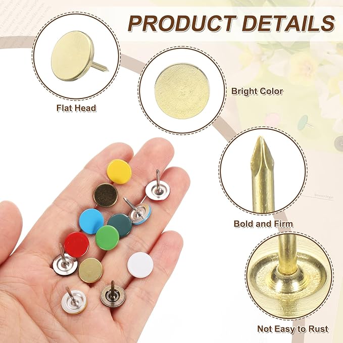 uxcell 150Pcs Upholstery Tacks, 11mmx13mm Flat Head Thumb Tack Decorative