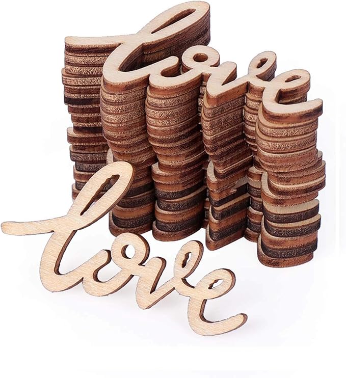 30pcs Little Love Wood Crafts DIY Cutout Wooden Slices Embellishments