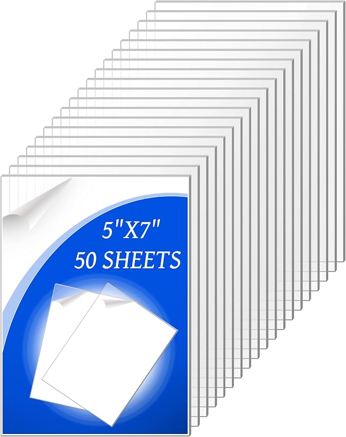 Youyole 50 Pcs 5x7 Inch Clear Acrylic Sheets 1mm/0.04" Thick Blank Panel