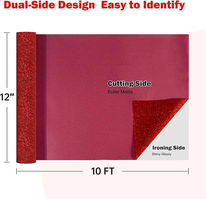 TUMIYA Red Glitter Heat Transfer Vinyl HTV Roll