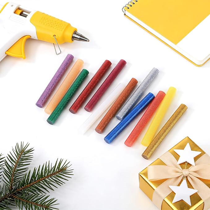 ENPOINT 48 Pack Glitter Colored Hot Glue Sticks, 0.43x4" Glitter Glue Sticks