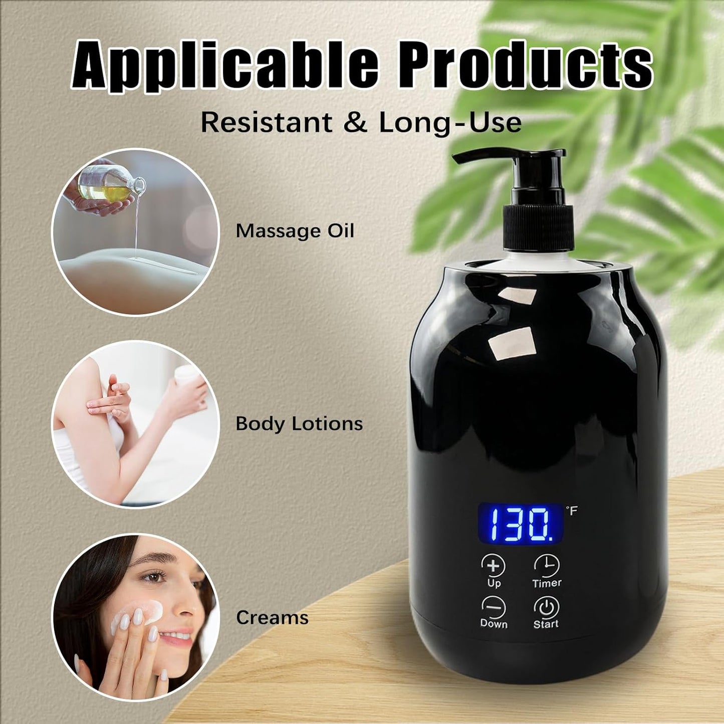 Flylin Massage Oil Warmer, Temperature Control Lotion Bottle Warmer Heater with Two Oil Bottle, Smart Touch Key Digital Massage Oil Heater for SPA/Salon/Barber Shops/Home