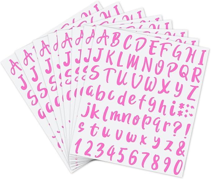 Outus 576 Pcs 8 Sheets Letters Stickers Vinyl Alphabet Number Decals Back to