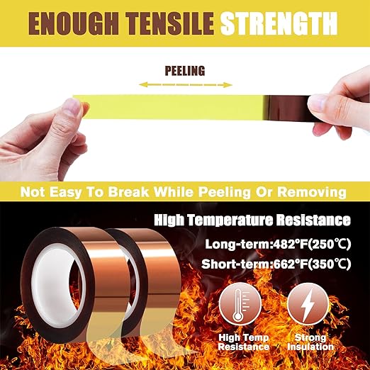 MEBMIK 2 Rolls 20mm x16m Heat Tape High Temperature Heat Resistant Tape Heat