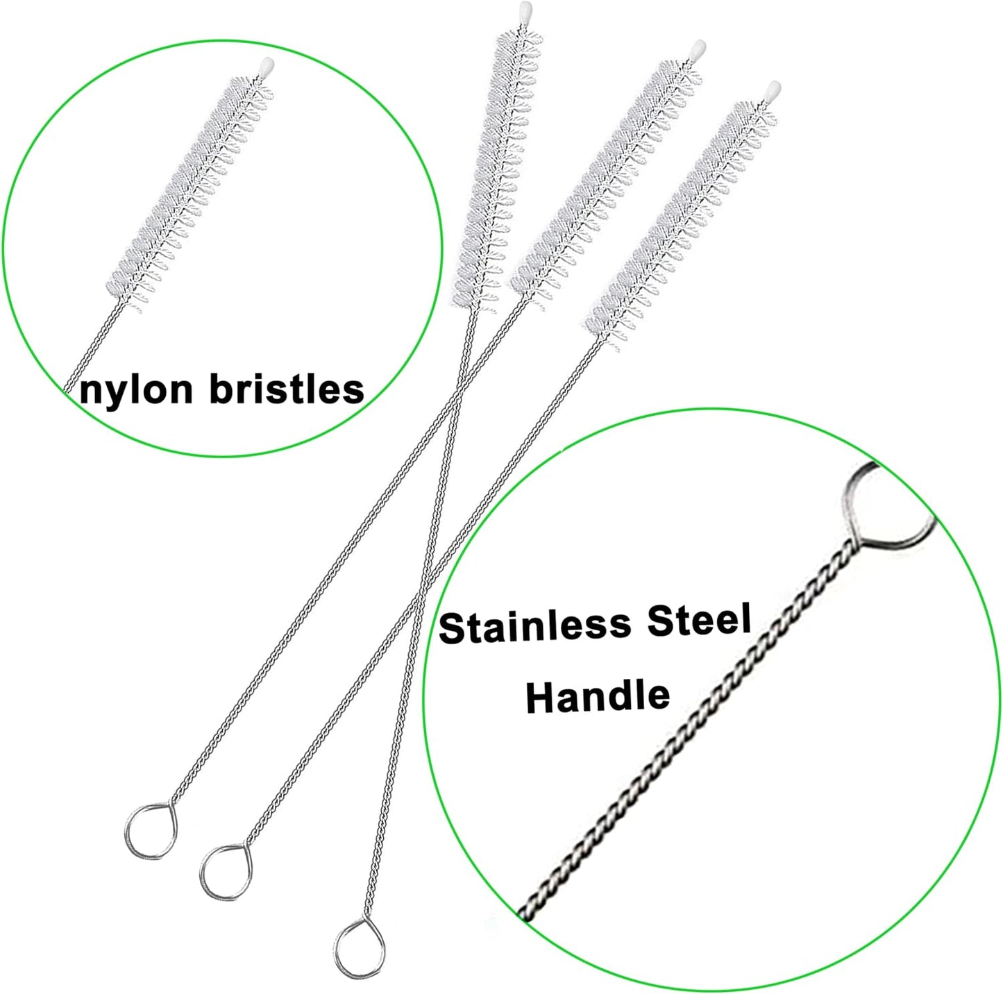 Straw Cleaner Brush Long 10 inch, 10-PCS Straw Brush of Bristles Diameter (5+8+12+16+20mm) for Cleaning Reusable Straws, Sippy Cup, Water Bottles, Tumblers, Tubes Clear Color