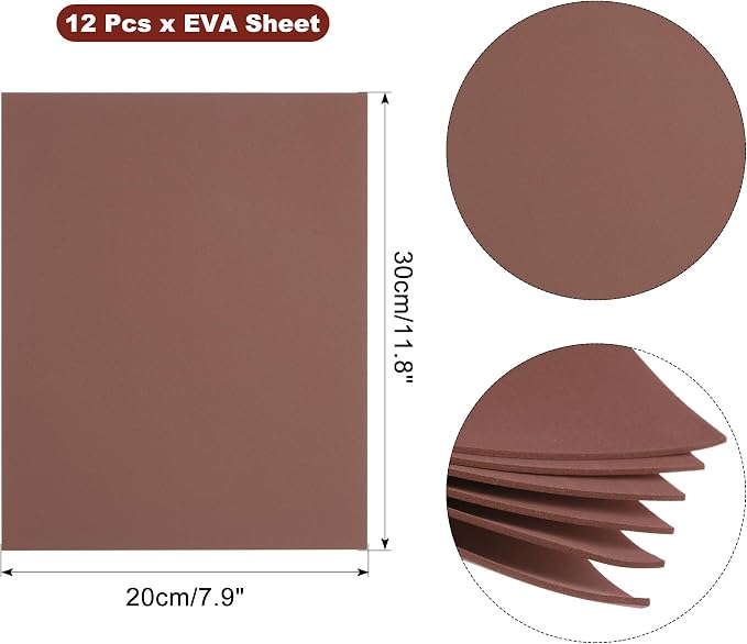 uxcell Coffee EVA Foam Sheets, 11.8x7.9 in 2mm Thick Handicraft Foam Paper