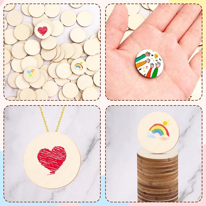 100 Pack Unfinished Wood Circles