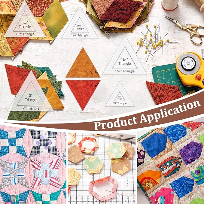 BENECREAT 16 Pcs Triangle Quilting Template, Acrylic Quilting Templates Rulers