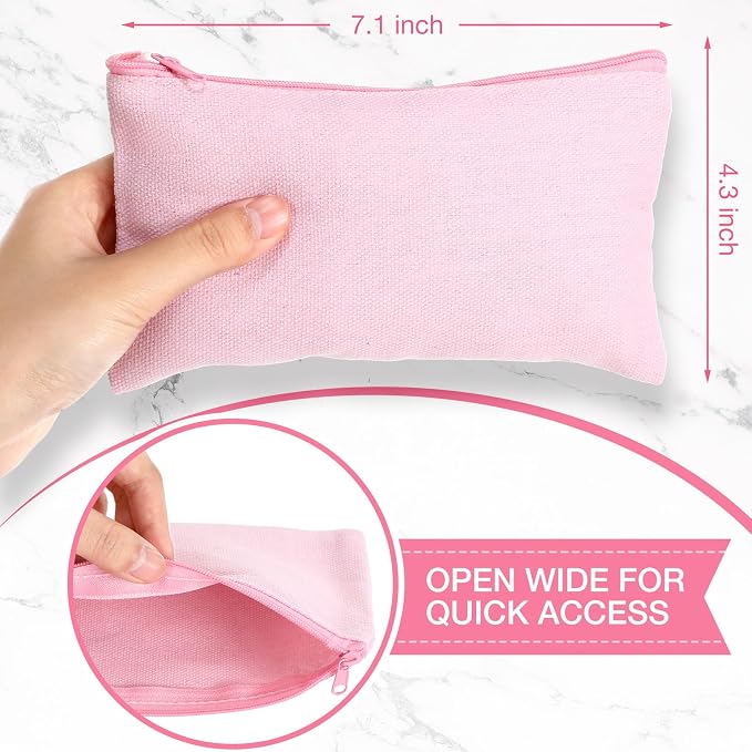 Reginary 80 Pack Canvas Zipper Makeup Bags Bulk Pencil Pouches Blank DIY Craft