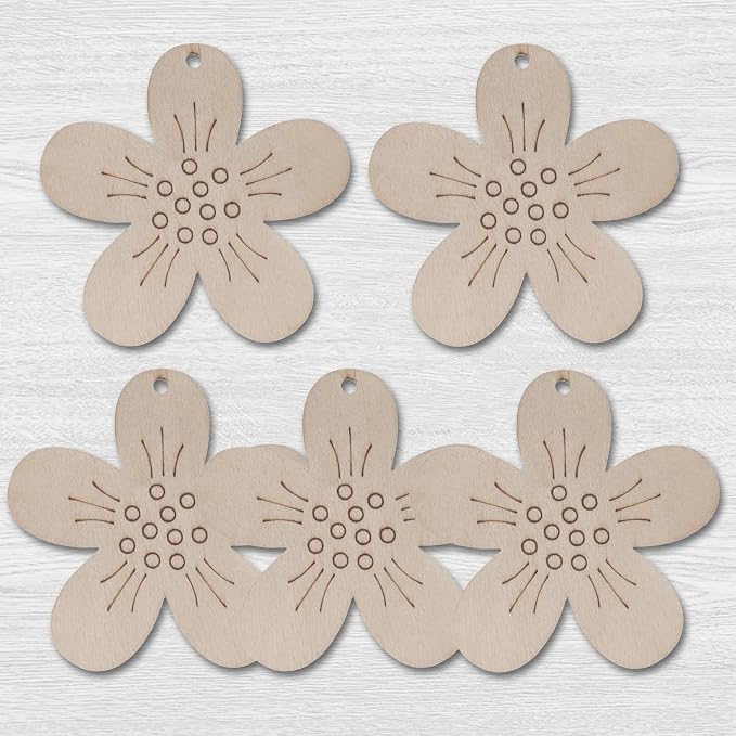 Le Shang 12 PCS Unfinished Wood Crafts, Spring Crafts