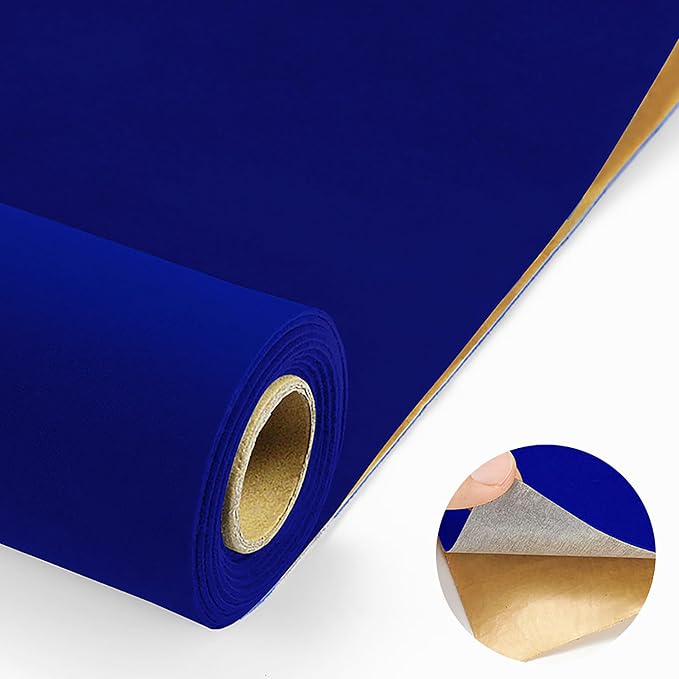 Blue Self Adhesive Soft Velvet Drawer Liner DIY Fabric Felt Liner
