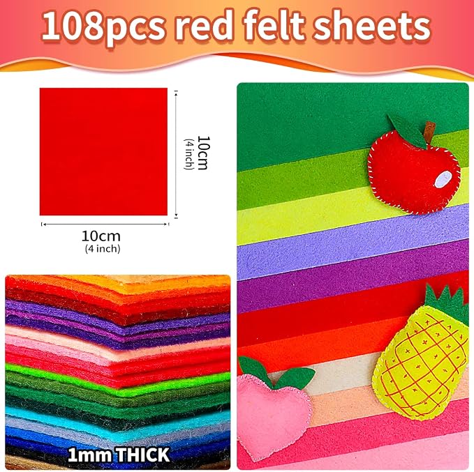 IOOLEEM Red Felt Squares