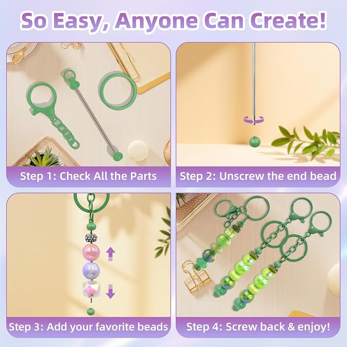 28 Pcs Beadable Keychain Bars