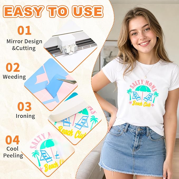 MEVOREW Heat Transfer Vinyl Bundle-12x3FT Iron on Vinyl