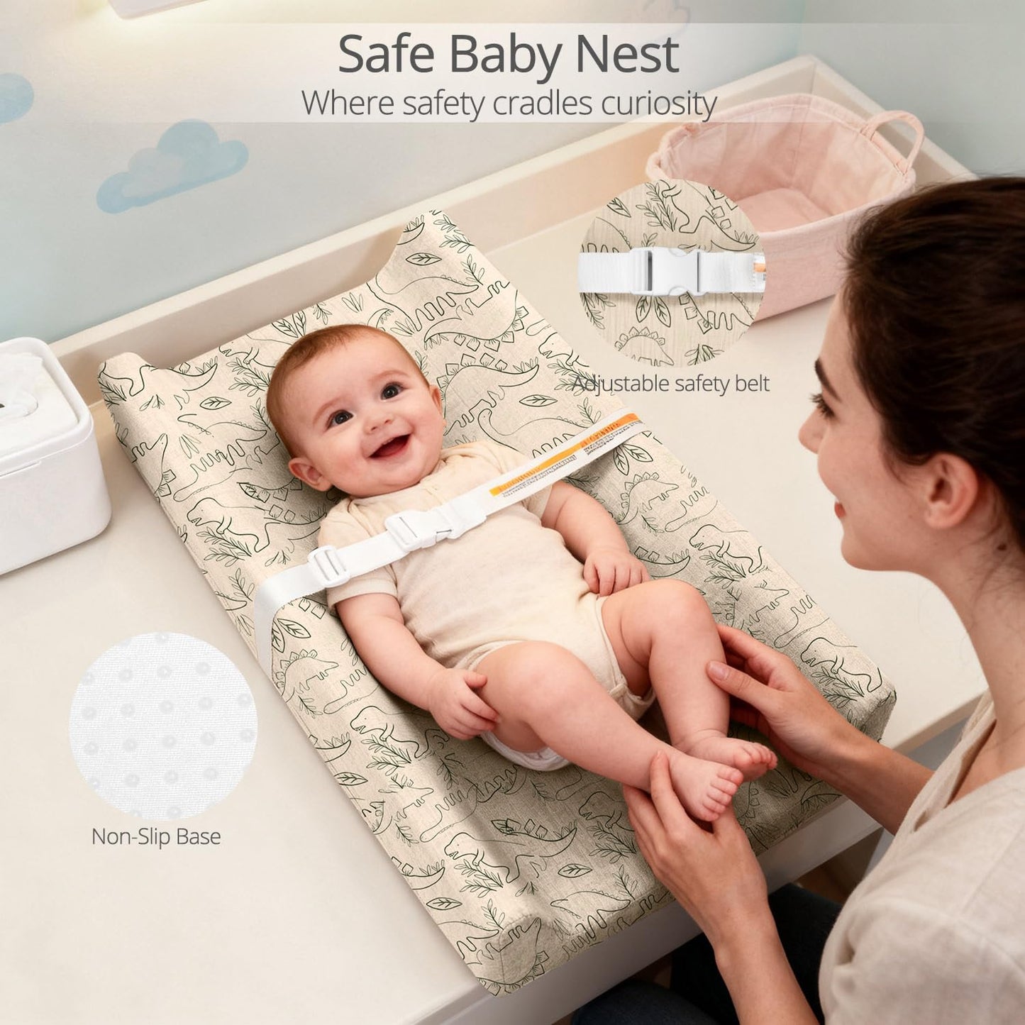 Muslin Baby Changing Pad, 2 Pack Muslin Soft Cotton Covers & Waterproof Lining Foam Diaper Changing Table Pad 32" x 16.6" Mat for Dressers