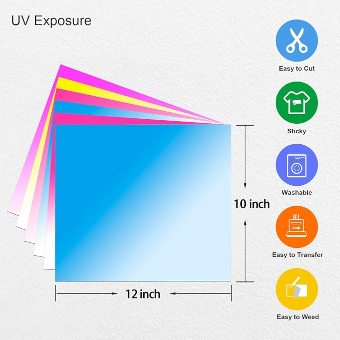 Color Changing Puff Vinyl Heat Transfer 3D Foaming Vinyl-6 Sheets 12''x 10''