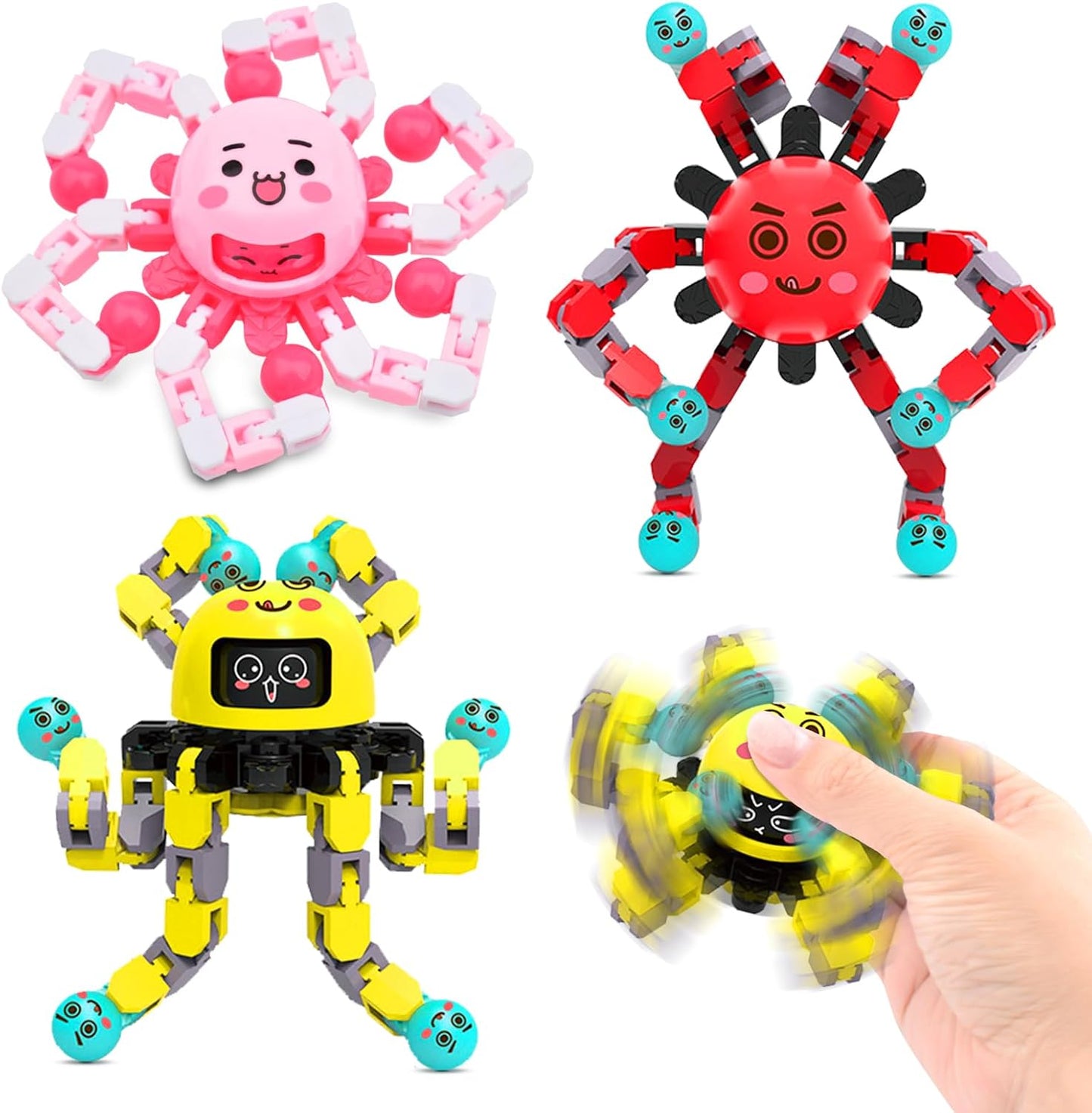 Transformable Fidget Spinner Toys for Kids and Adults,3 PCS Finger Sensory Toy for Boys Girls Autism ADHD Relief,Gifts for Chrismas Birthdays Party Favors for Teens Travel Stocking Stuffers
