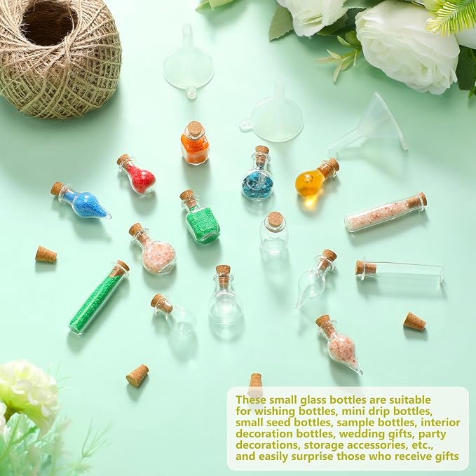Geiserailie 50 Pieces Small Tiny Glass Spell Jars Bottle