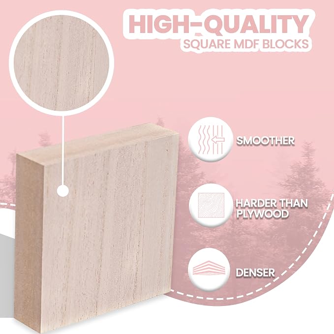 - 4” x 4” Wooden Blocks for Crafts