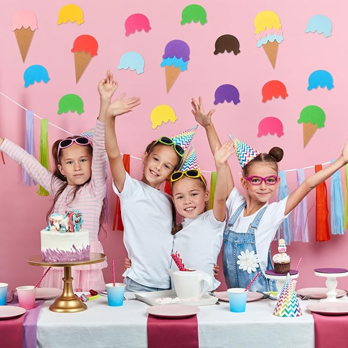 MixTeach 200 Pcs Paper Ice Cream Cone Cutouts Summer Bulletin Board Decorations